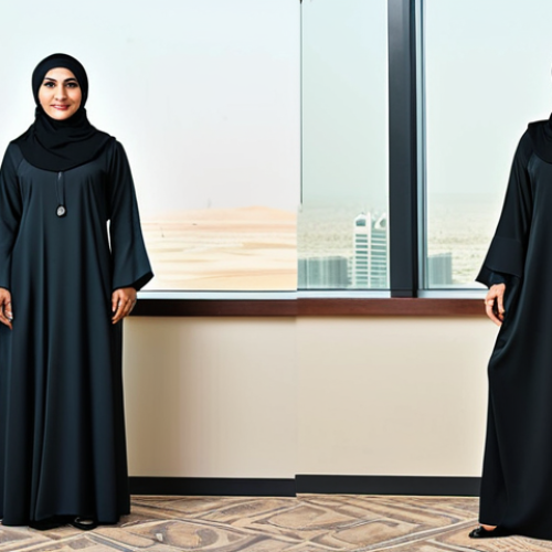 **

"A professional Saudi Arabian businesswoman in a modest, modern abaya, standing in a bright, contemporary office in Riyadh, fully clothed, appropriate attire, safe for work, perfect anatomy, natural proportions, professional corporate photography, high quality, family-friendly."

**