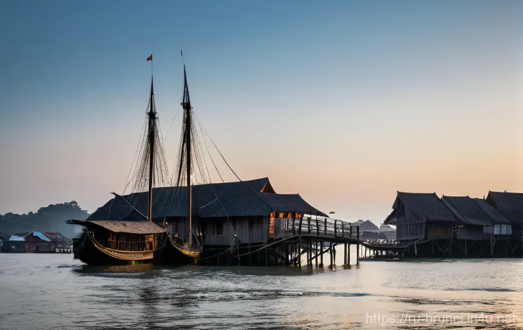 캄퐁 아예르 수상마을 - **Prompt:** A majestic panoramic view of ancient Kampong Ayer, often called the "Venice of the East,...