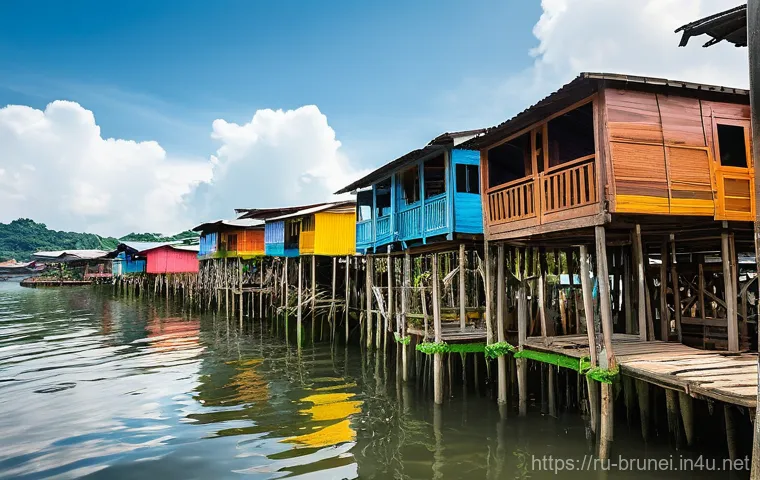 캄퐁 아예르 수상마을 - **Prompt:** A majestic panoramic view of ancient Kampong Ayer, often called the "Venice of the East,...