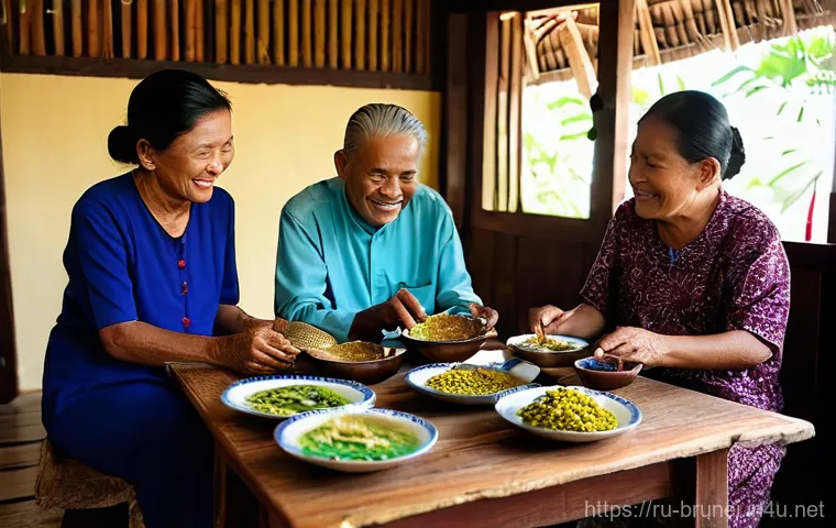 캄퐁 아예르 수상마을 - **Prompt:** A vibrant and bustling scene of daily life within the modern Kampong Ayer. A labyrinthin...