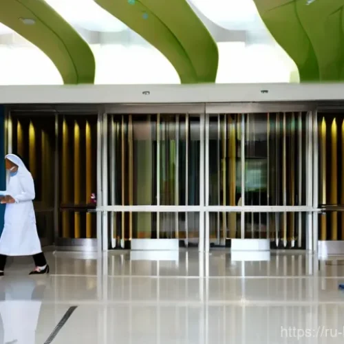 브루나이 의료 서비스 수준 - **Prompt:** A modern, brightly lit hospital lobby in Brunei. The architecture is sleek and contempor...