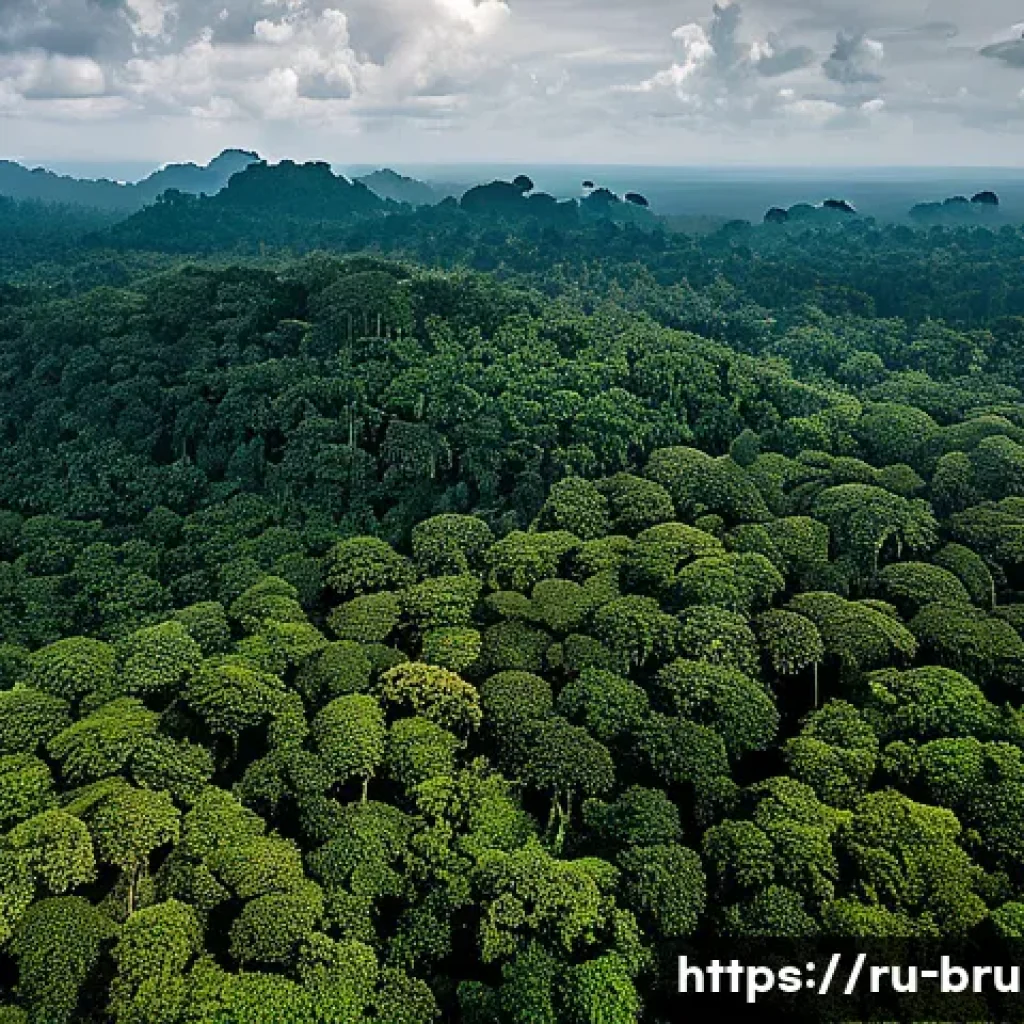 브루나이의 생태계 위협 - A detailed, vibrant tropical rainforest scene in Brunei showing a diverse range of flora and fauna u...