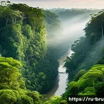 브루나이와 말레이시아 비교 - A serene tropical rainforest scene from Brunei’s Ulu Temburong National Park, showcasing lush green ...